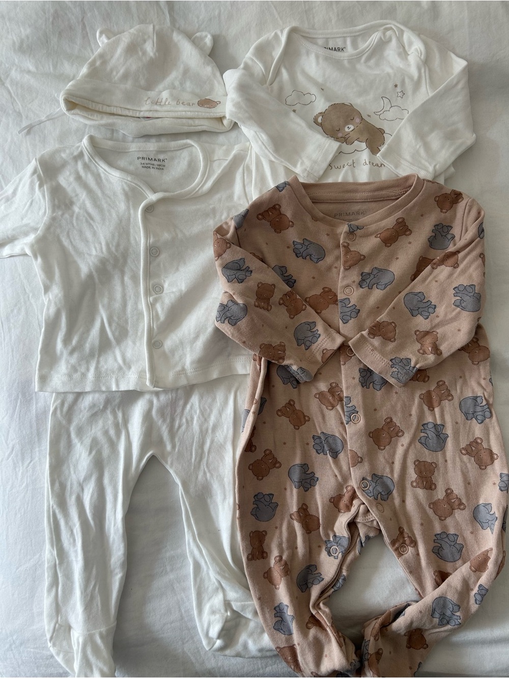 Bundle of 5 Primark Baby Clothes Gender Neutral Bears 3-6 Months